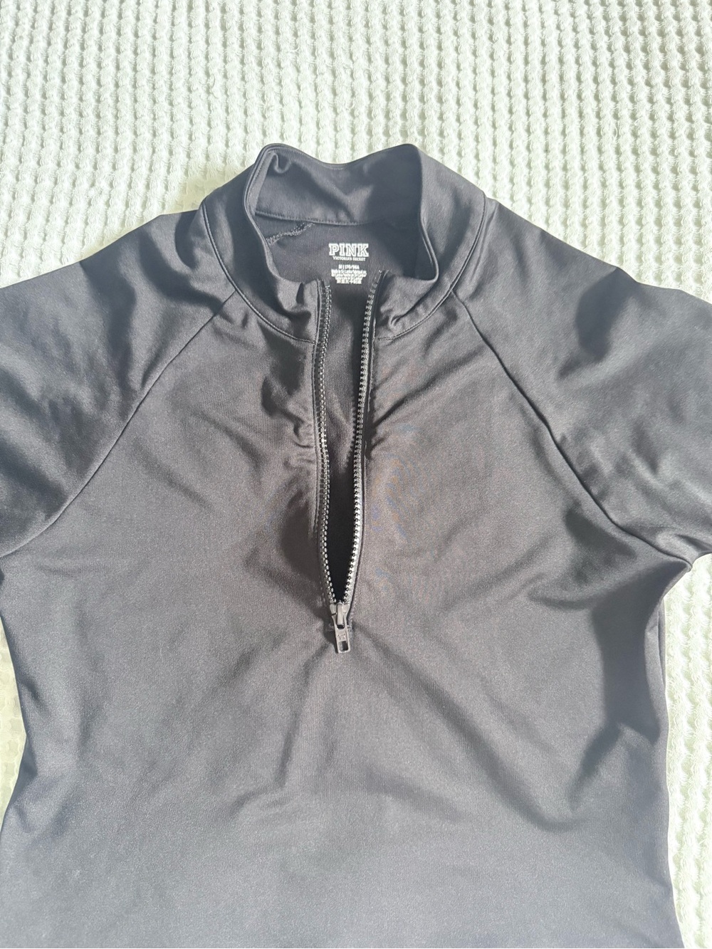 PINK Victoria's Secret Black Half‑Zip Athletic Top
